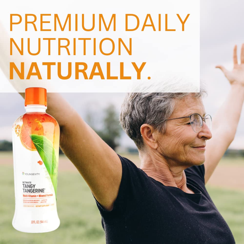 Youngevity Majestic Earth - Ultimate Tangy Tangerine, 32 FL Oz – Gluten-Free Liquid Multivitamins for Men, Women & Daily Immune Support for Kids – Boost Complete Nutritional Drink for Health, Energy