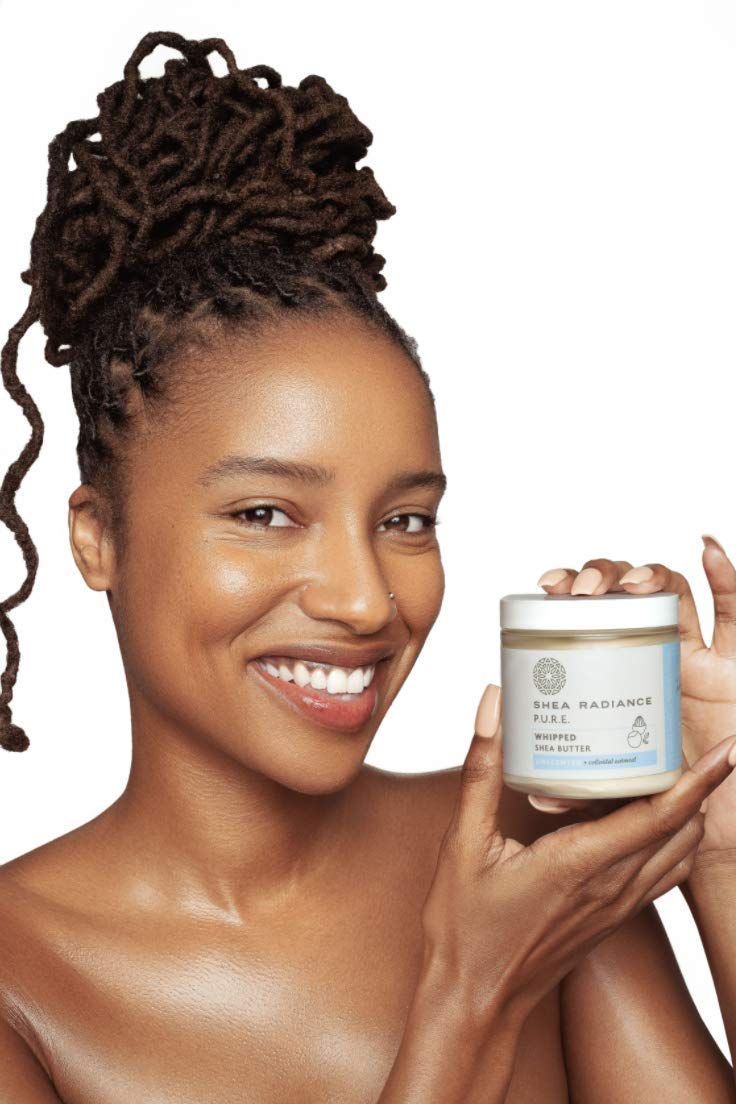 Shea Radiance P.U.R.E. Whipped Shea Butter with Colloidal Oatmeal - Whipped Body Butter Blended with Skin Soothing Oatmeal & Moisturizing Rice Bran Oil | Unscented (5 oz)
