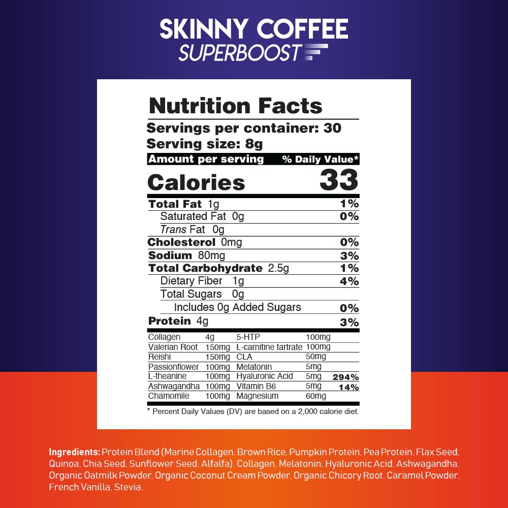 Collagen Protein Peptides Powder – Organic Protein Coffee for Men & Women, Promotes Glowing Skin, Lose Weight, Hair, Nails, Bone & Joint, Muscles, Superboost Supplement (30 Servings)