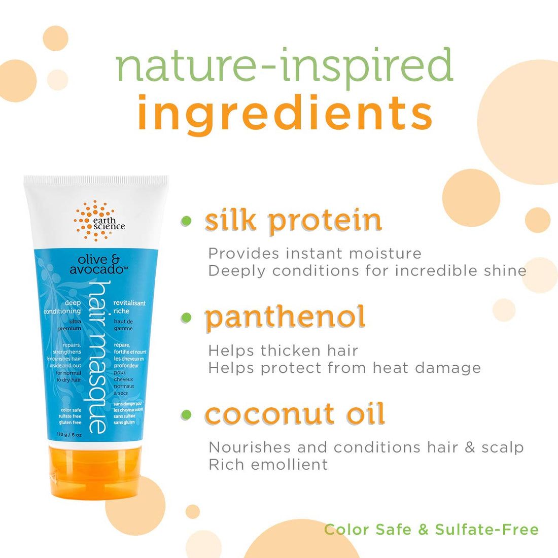 Earth Science Olive & Avocado Deep Conditioning Hair Masque, 6-Ounce Tubes (Pack of 2)