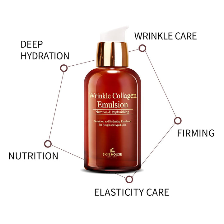 [THE SKIN HOUSE] Wrinkle Collagen Emulsion (130ml / 4.40 fl. oz.) - Wrinkle care emulsion, skin elasticity, collagen lotion for toning and firming