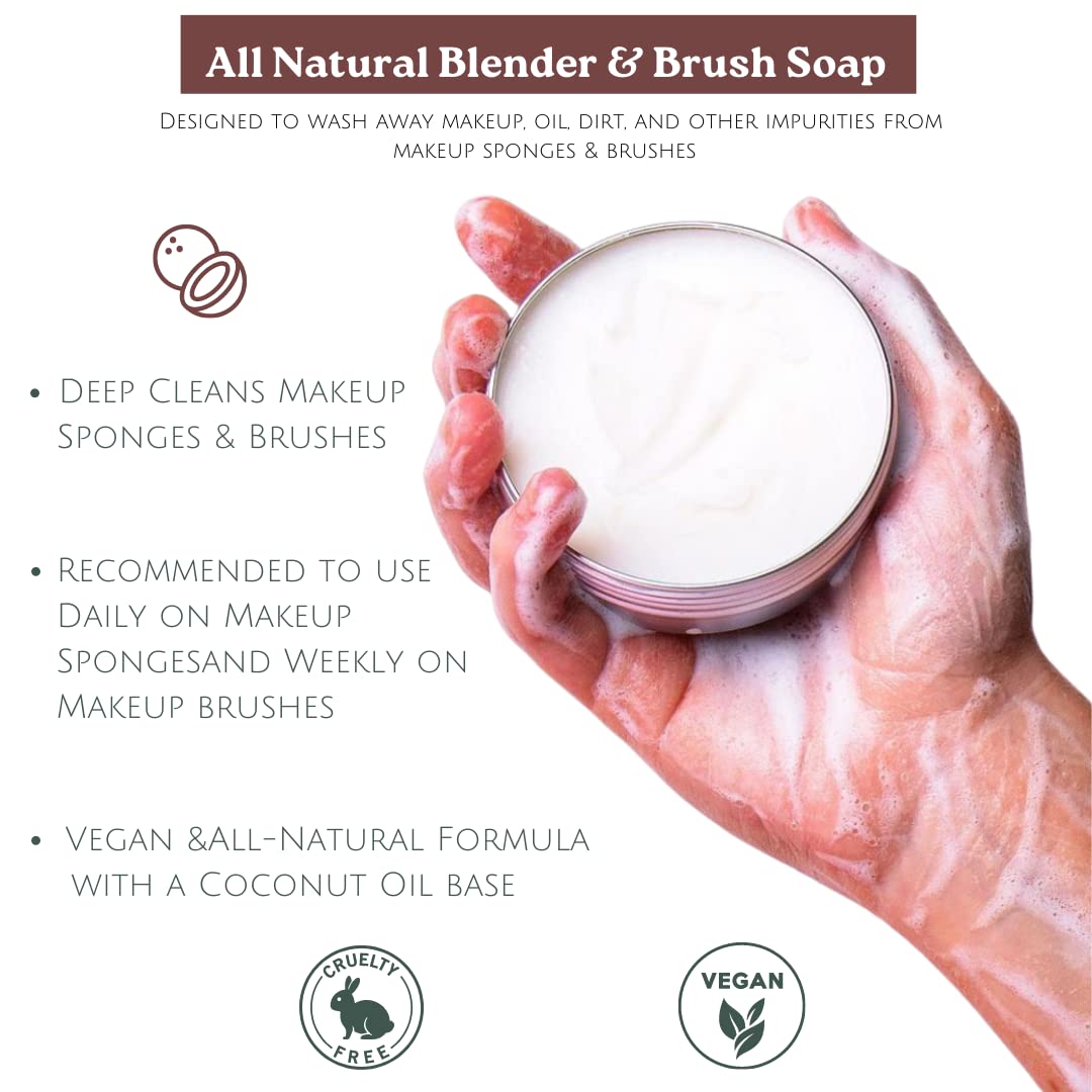 CINEMA SECRETS All Natural Vegan Brush Soap, coconut oil based, scrubber included.