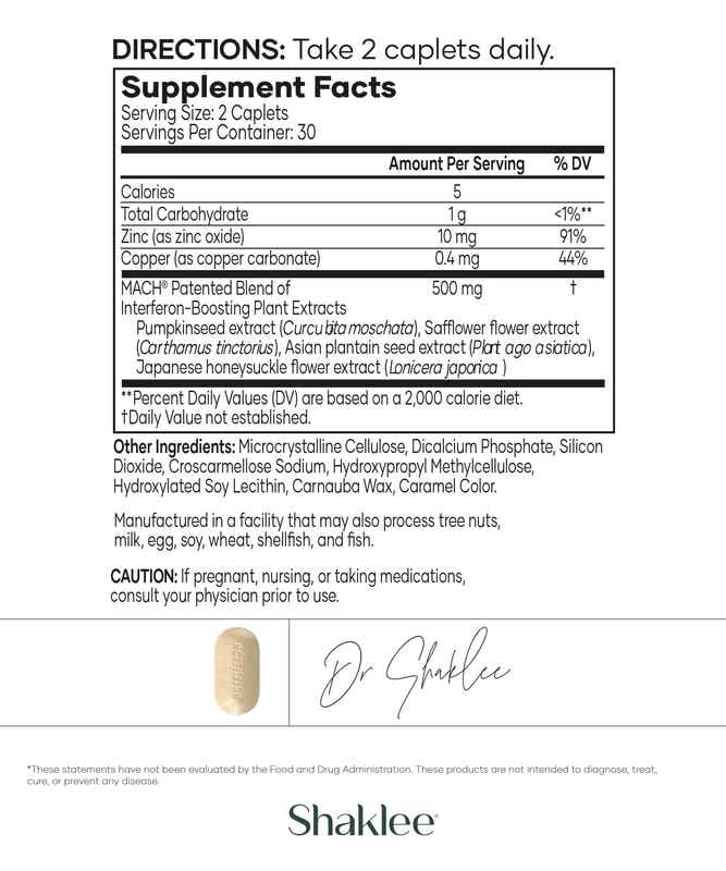 Shaklee - NutriFeron® Immune-Boosting Botanical Blend - Developed by Renowned Immunologist - Promotes Healthy Immune Function with Interferon-Boosting Ingredients - Contains Zinc - 60 Caplets