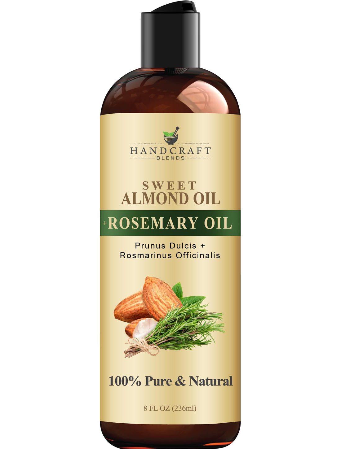 Handcraft Blends Sweet Almond Oil with Rosemary Oil - 8 Fl Oz - 100% Pure and Natural - Premium Grade Carrier Oil for Skin and Hair - Hair and Body - Massage