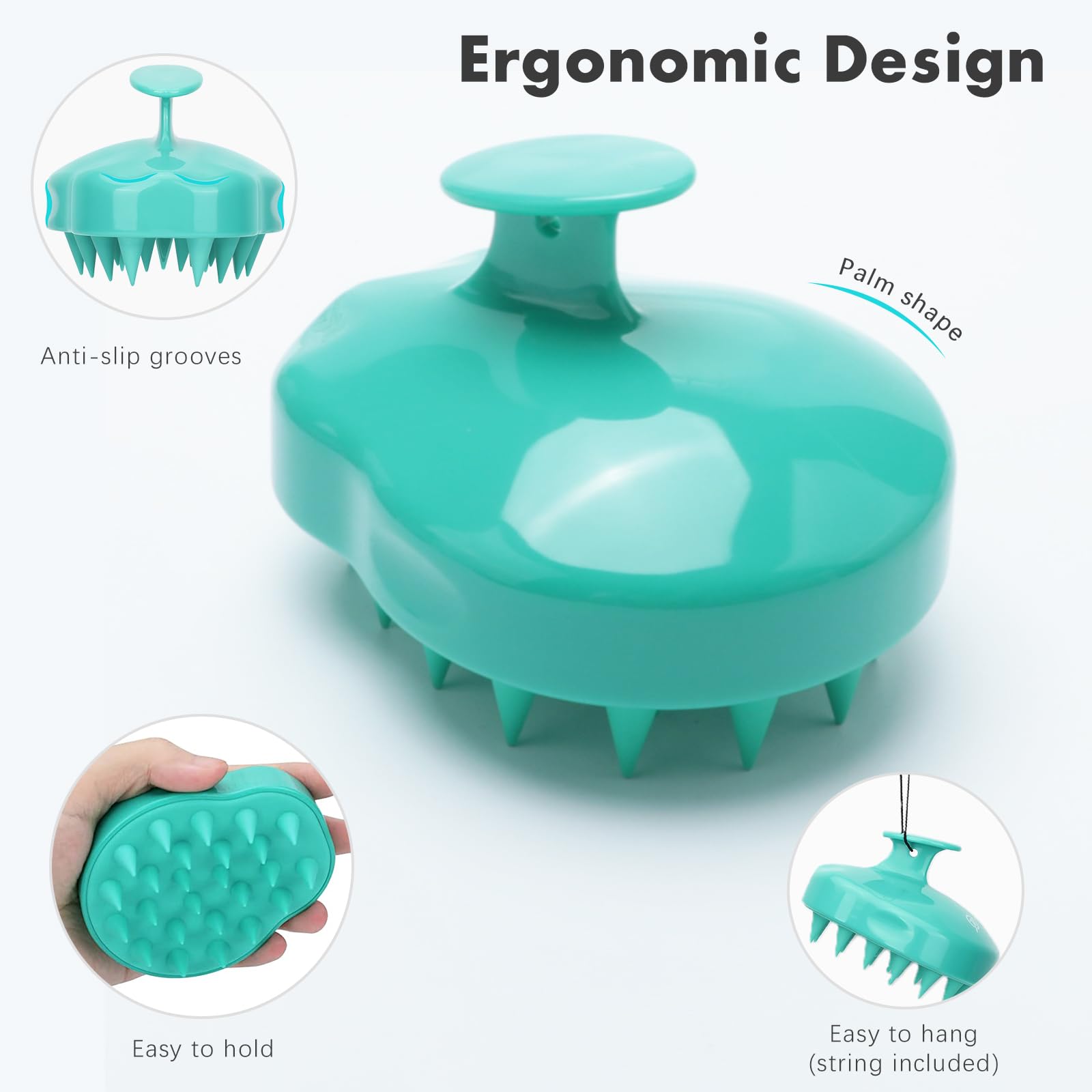 Green: Shampoo Brush Scalp Massager, FReatech [Wet & Dry] Hair Scalp Massage Brush Soft Silicone Comb for Men, Women, Kids and Pets - Green