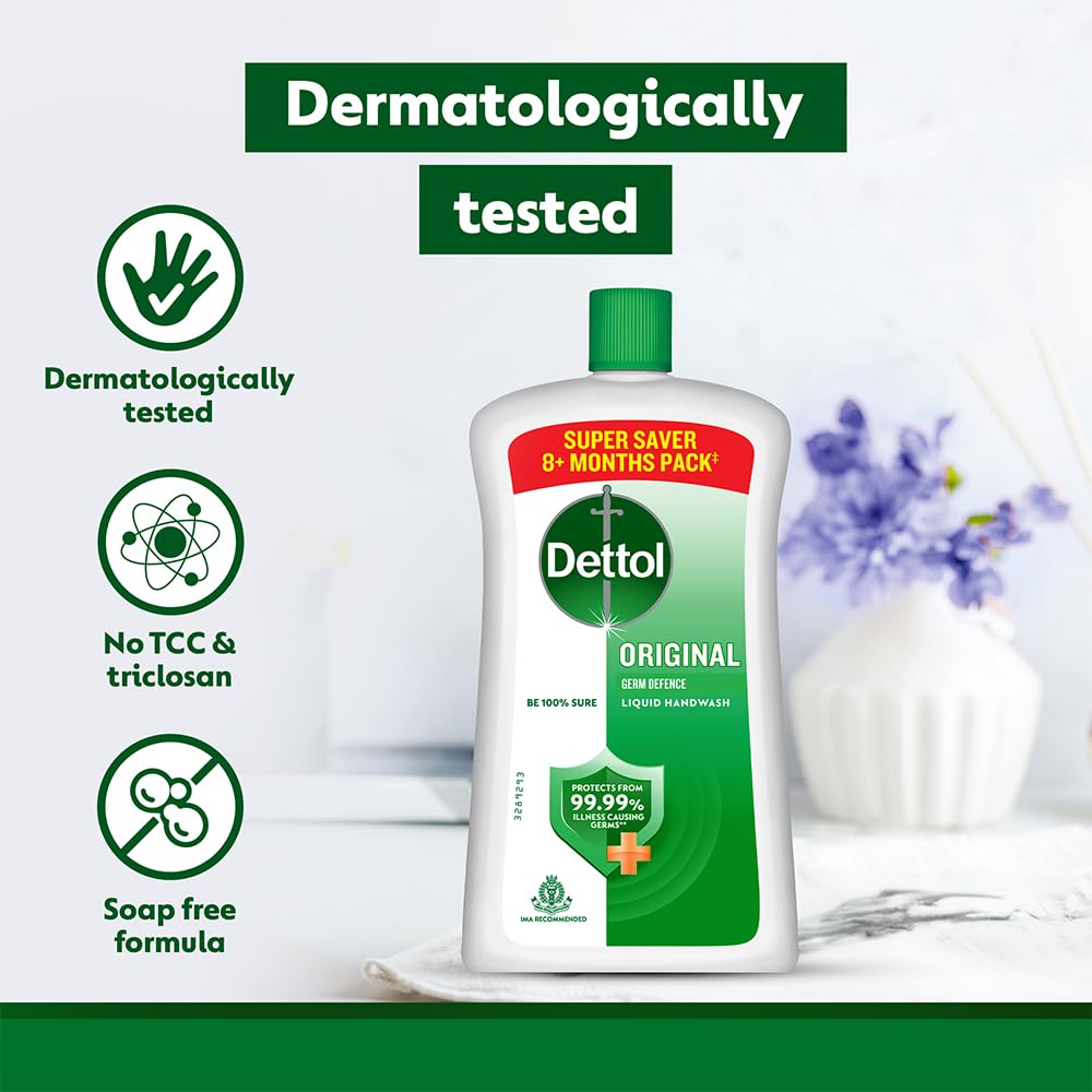Dettol Liquid Handwash Bottle - Original Hand Wash- 875ml (Pack of 2) | Germ Defence Formula | 10x Better Germ Protection