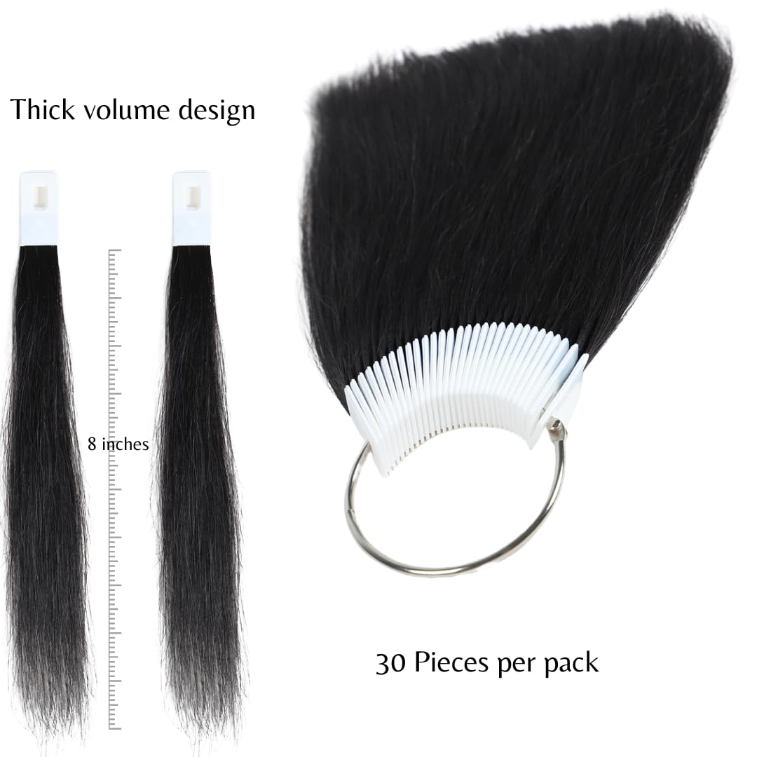 8'', Natural Black: Rinboool 100% Remy Human Hair Color Rings Swatches Testing Color Samples 8 Inch Hair Color Chart 30Pcs/Package Natural Black