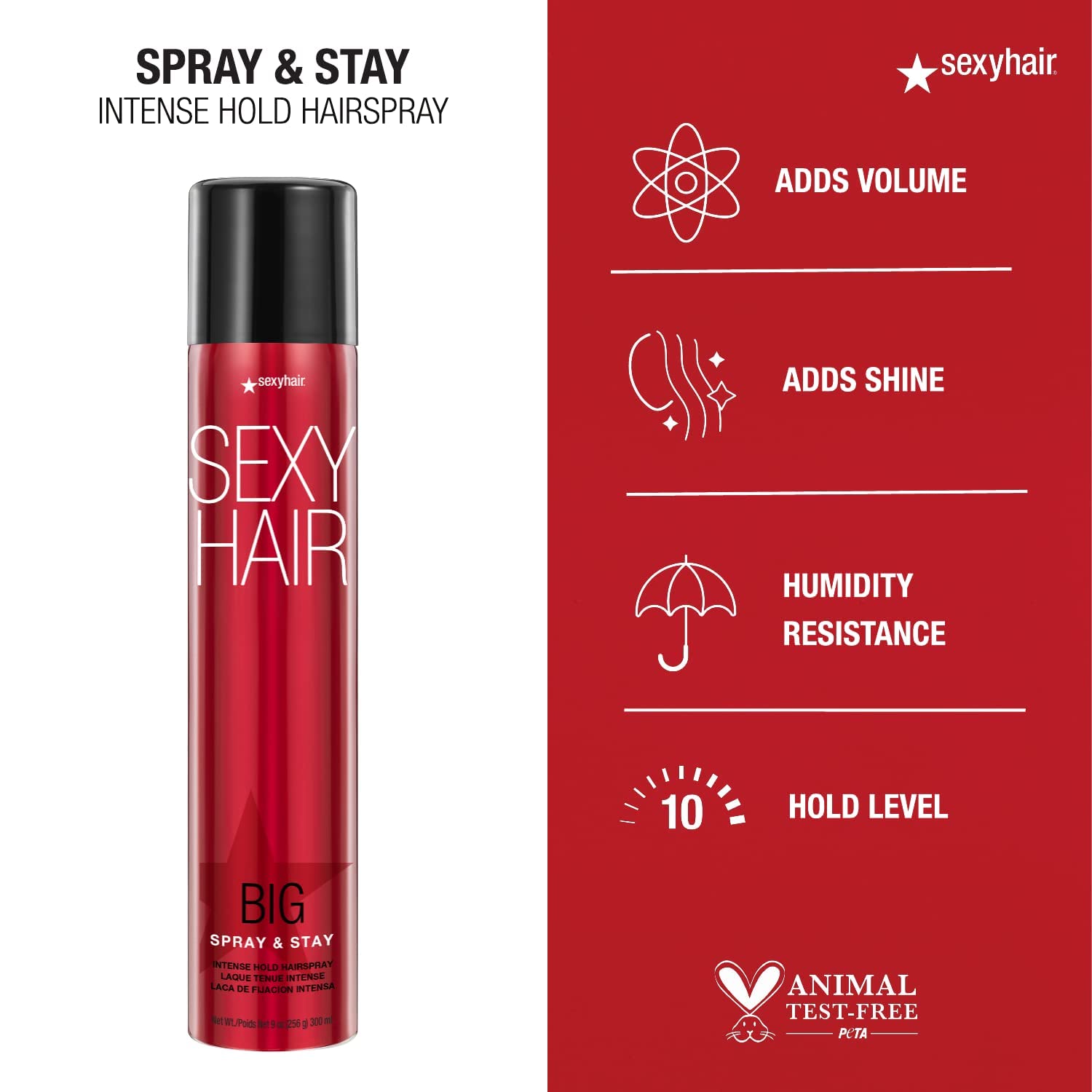 SexyHair Big Spray & Stay Intense Hold Hairspray, 9 oz.
