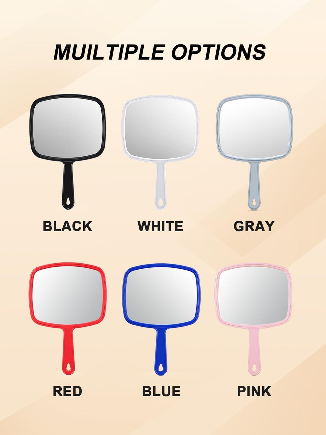 Gladmart Hand Mirror Salon Barber Hairdressing Handheld Mirror with Handle(Square Black 7.4 x 10.3 inches)