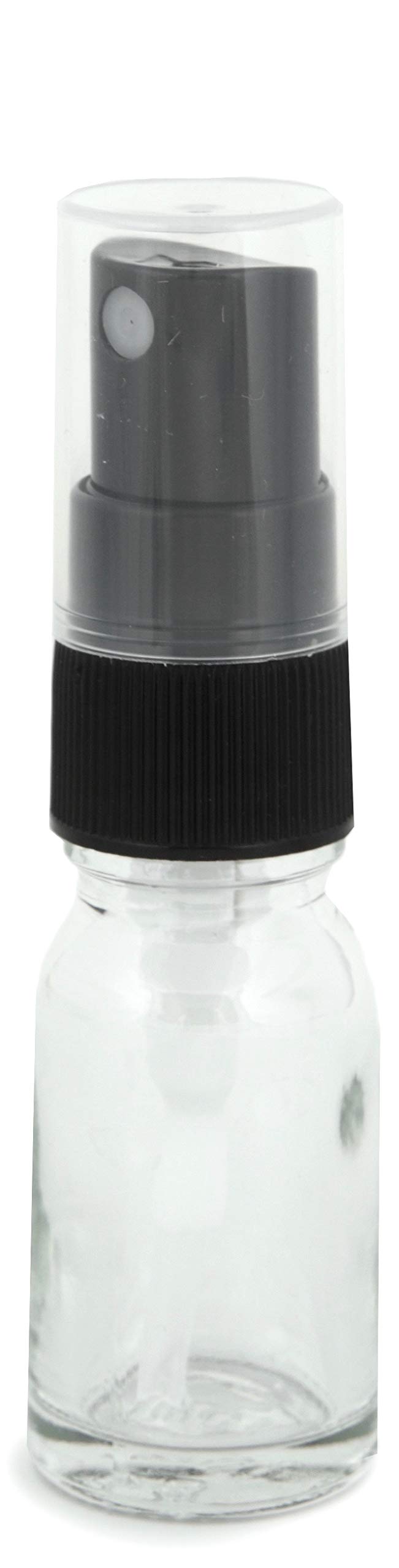 Vivaplex, 24, Clear, 10 ml (1/3 oz) Glass Bottles, with Black Fine Mist Sprayer's