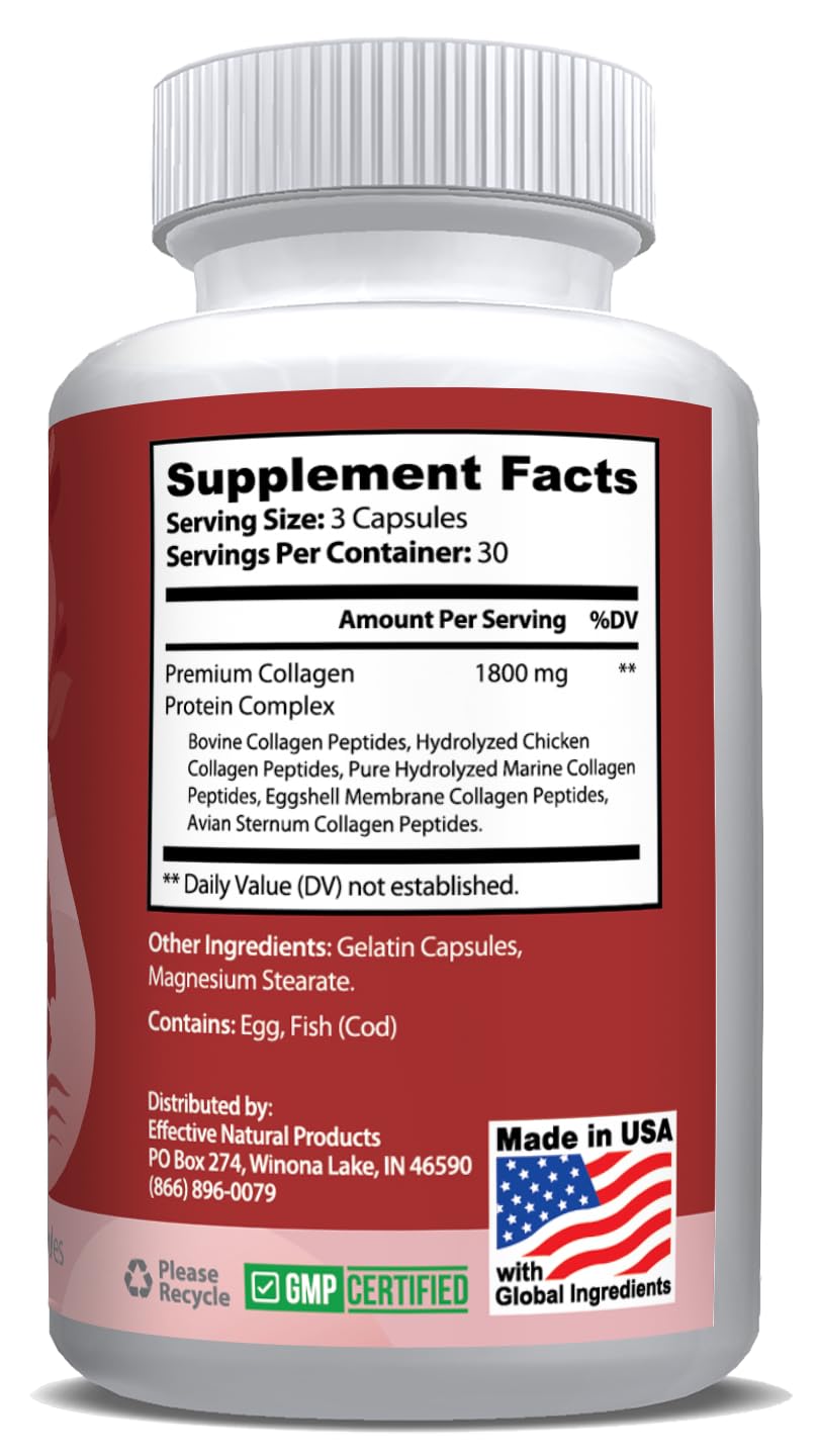 ENP Collagen Complex, Type I, II, III, V, and X, Derived from Non-Vegan Sources, Joint Comfort, Flexibility, and Bone Strength, 90ct, 30 Day Supply