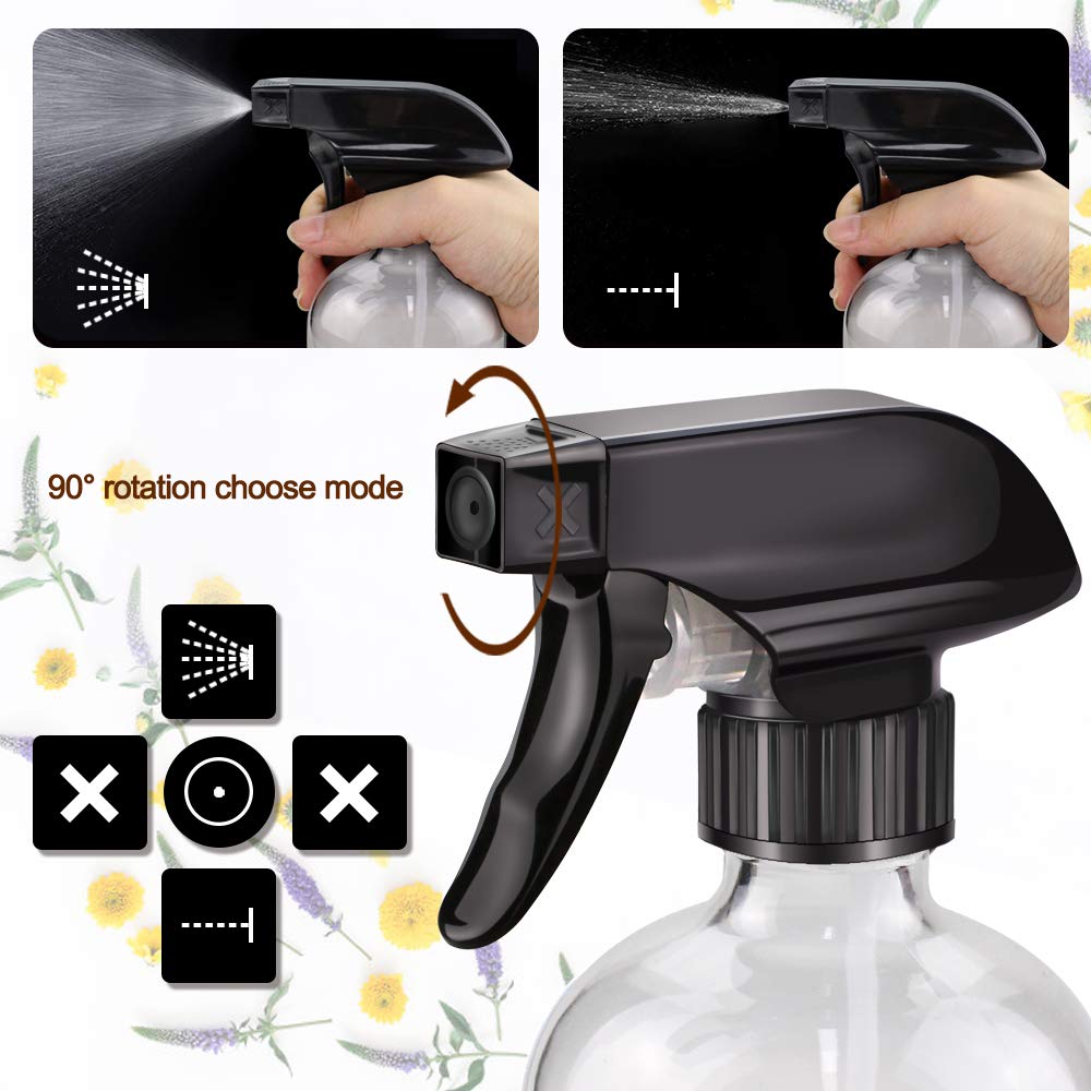 Glass Spray Bottles Kits, BonyTek Empty 12 10 ml Roller Bottles, 12 Clear Essential Oil Bottle (2 x 16oz,2 x 4oz,8 x 2oz) with Labels for Aromatherapy Cleaning Products