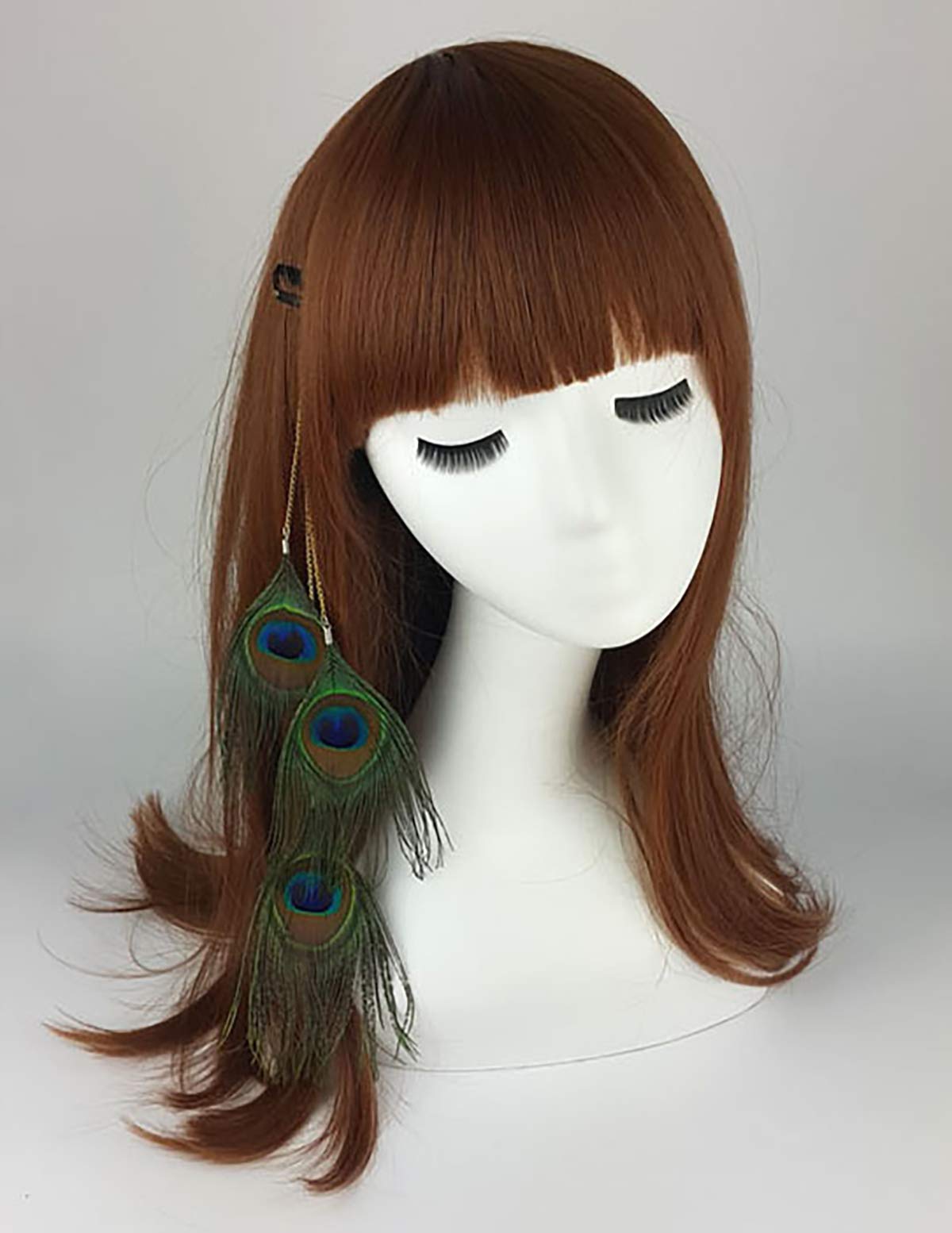 3PCS Handmade Peacock Feather Hippie Hair Extension Headdress Headband Bohemia Feather Hair Clips Comb Hairpin Headdress for Women