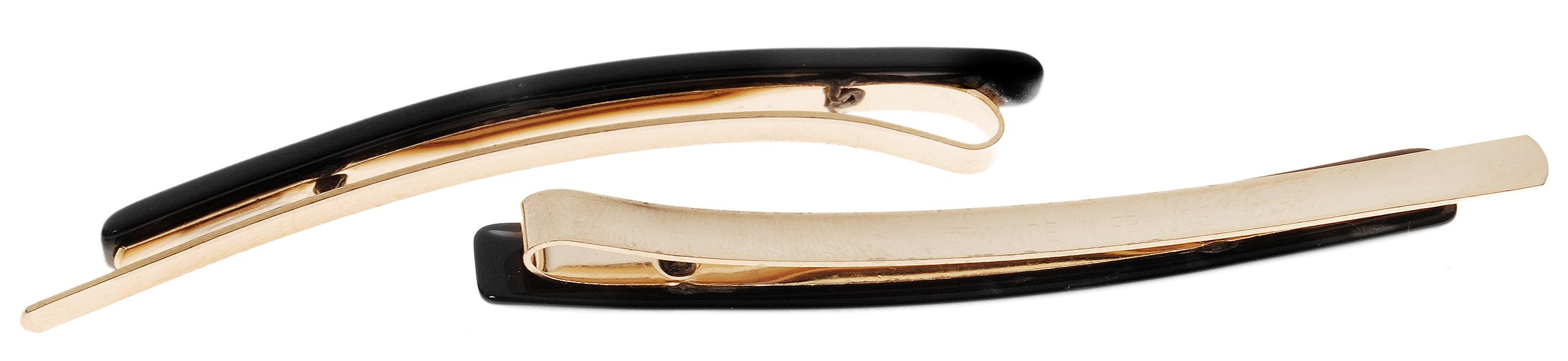 France Luxe Bobby Pin Pair on Gold Wire - Nacro Black