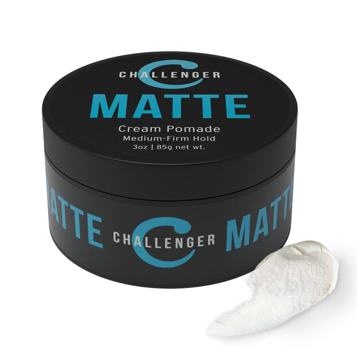 Challenger Men’s Matte Cream Pomade | Natural Shine Free Finish Product | Clean & Subtle Scent | Medium Firm Hold & Travel Friendly | 3oz