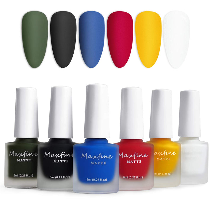 LOKFAR 6 Colors Matte Nail Polish Set, Mist Effect Matte Finish Velvet Gel Nail Polish Kit, Long Lasting Waterproof Velvet Nail Polish Nail Art 8 ml/ Bottle -#D