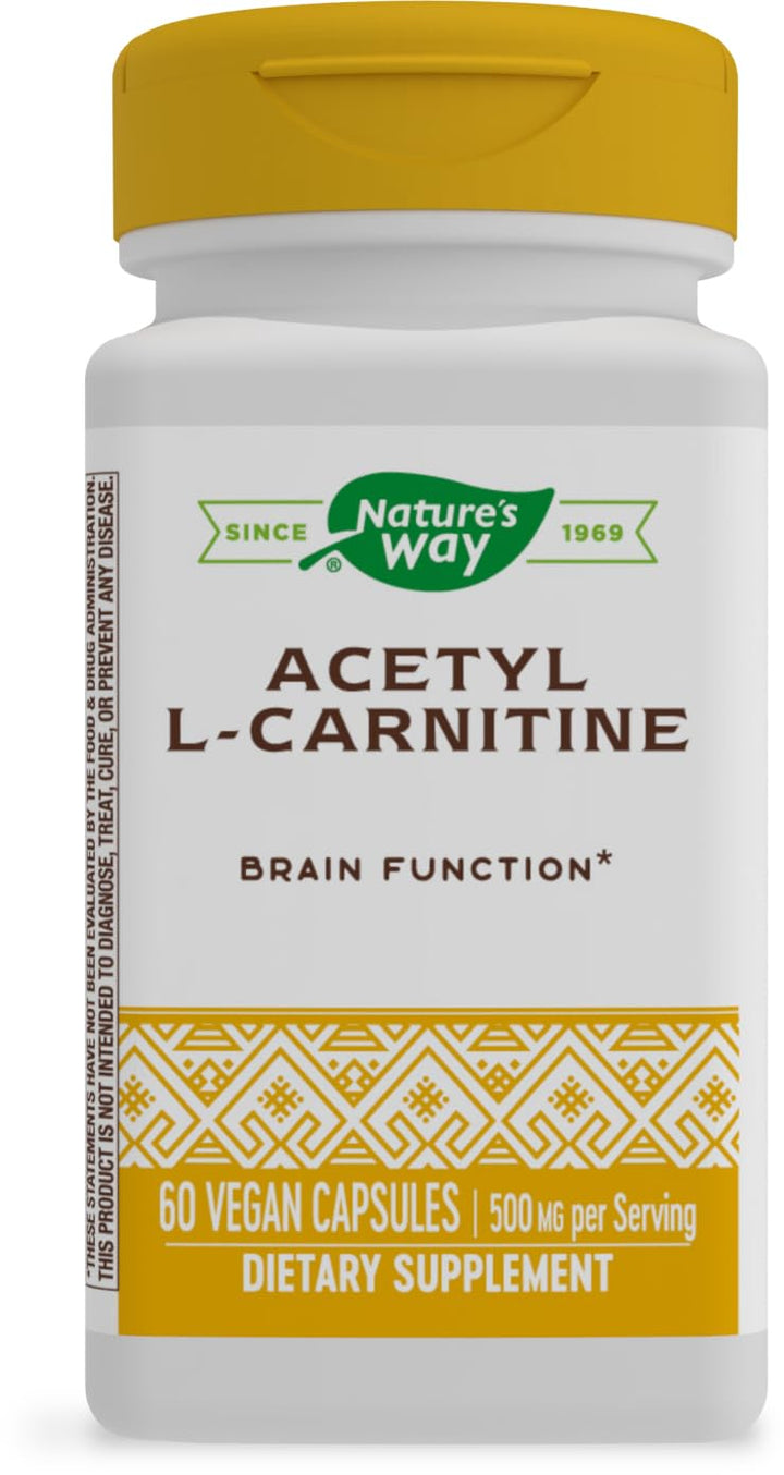 Nature's Way Acetyl L-Carnitine, Supports Brain Function*, 500mg Per Serving, 60 Capsules