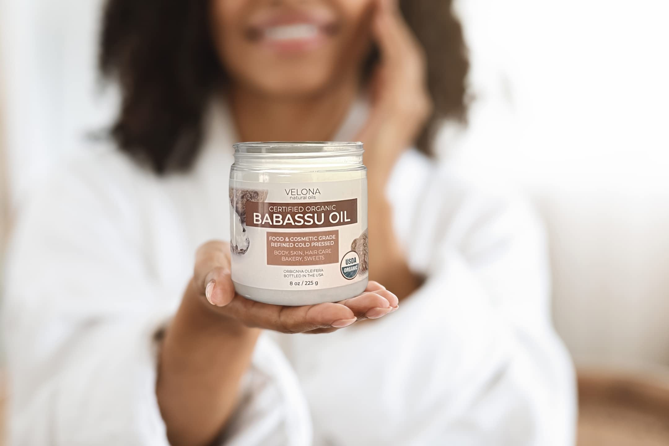 velona Babassu Oil USDA Certified Organic - 4 Fl Oz | 100% Pure and Natural Carrier Oil | Refined, Cold Pressed | Face, Hair, Body & Skin Care and Cooking | Use Today - Enjoy Results