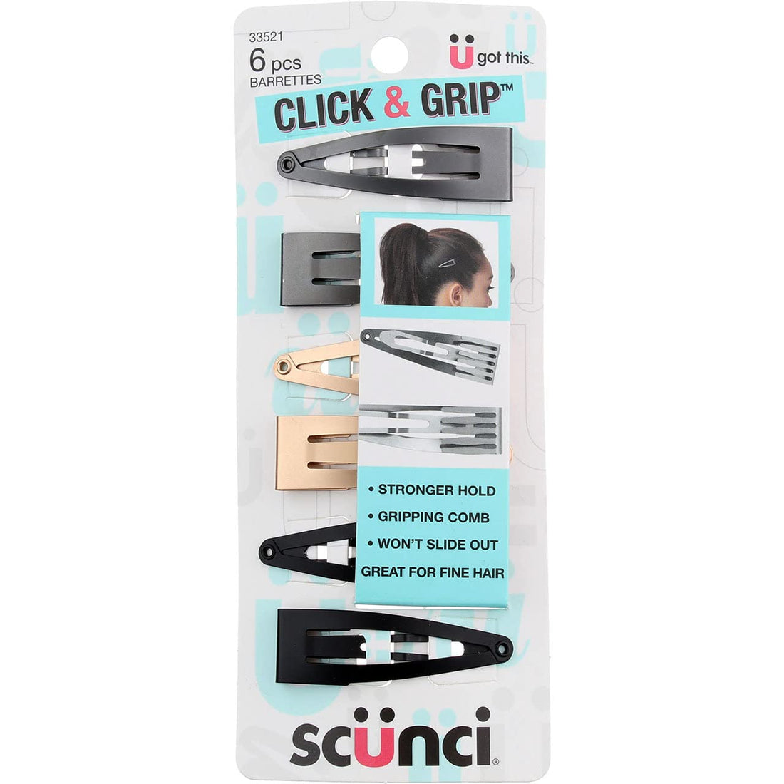 Scunci No Slip Snap Clips, 5cm