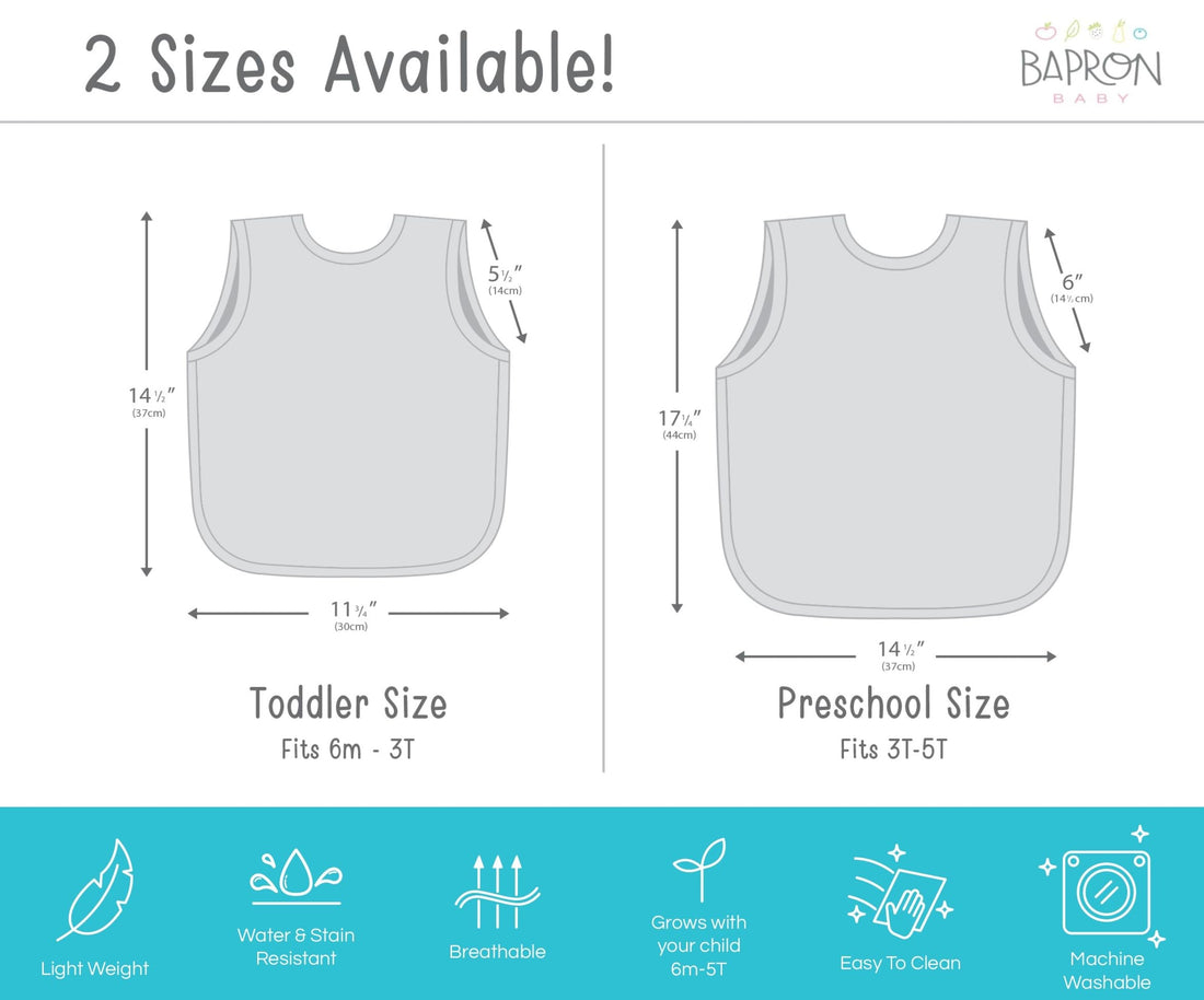 BapronBaby Market Fresh Bapron - No Neck Tie Safer Bib for Baby & Toddler - Soft Waterproof Stain Resistant - Machine Washable - Sz Preschool 3-5yrs