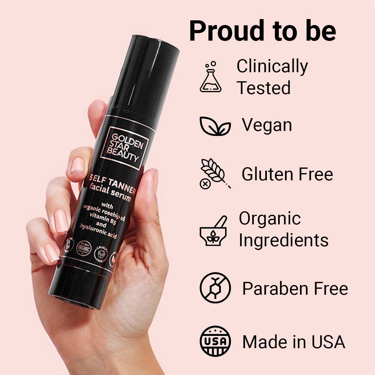 Self Tanner For Face Anti Aging Sunless Tanning Serum w/Hyaluronic Acid Organic Oils & Vitamin B5 - Non Comedogenic Facial Bronzer Fake Tan Moisturizer For Natural Sunkissed Glow - 2.0 fl.oz.