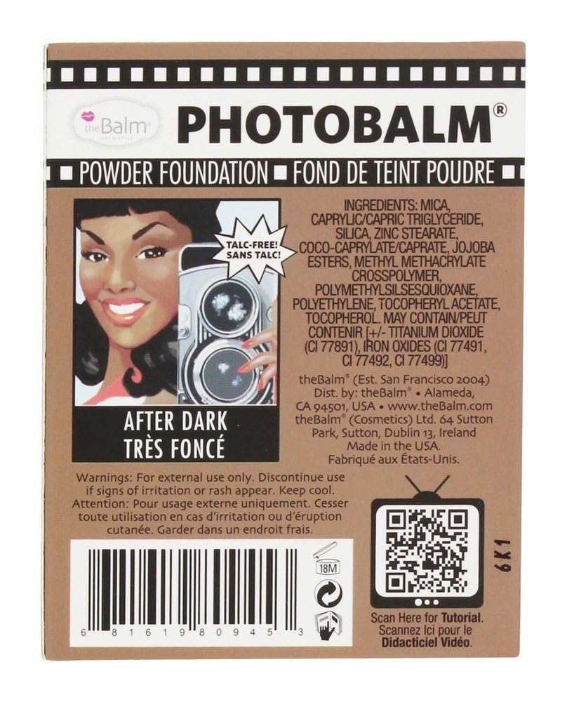 theBalm Photobalm Powder Foundation, Highlighter Makeup Face Powder, paraben-free, Cruelty-Free, Warm Natural, Lightweight, After Dark, 0.32 ounces