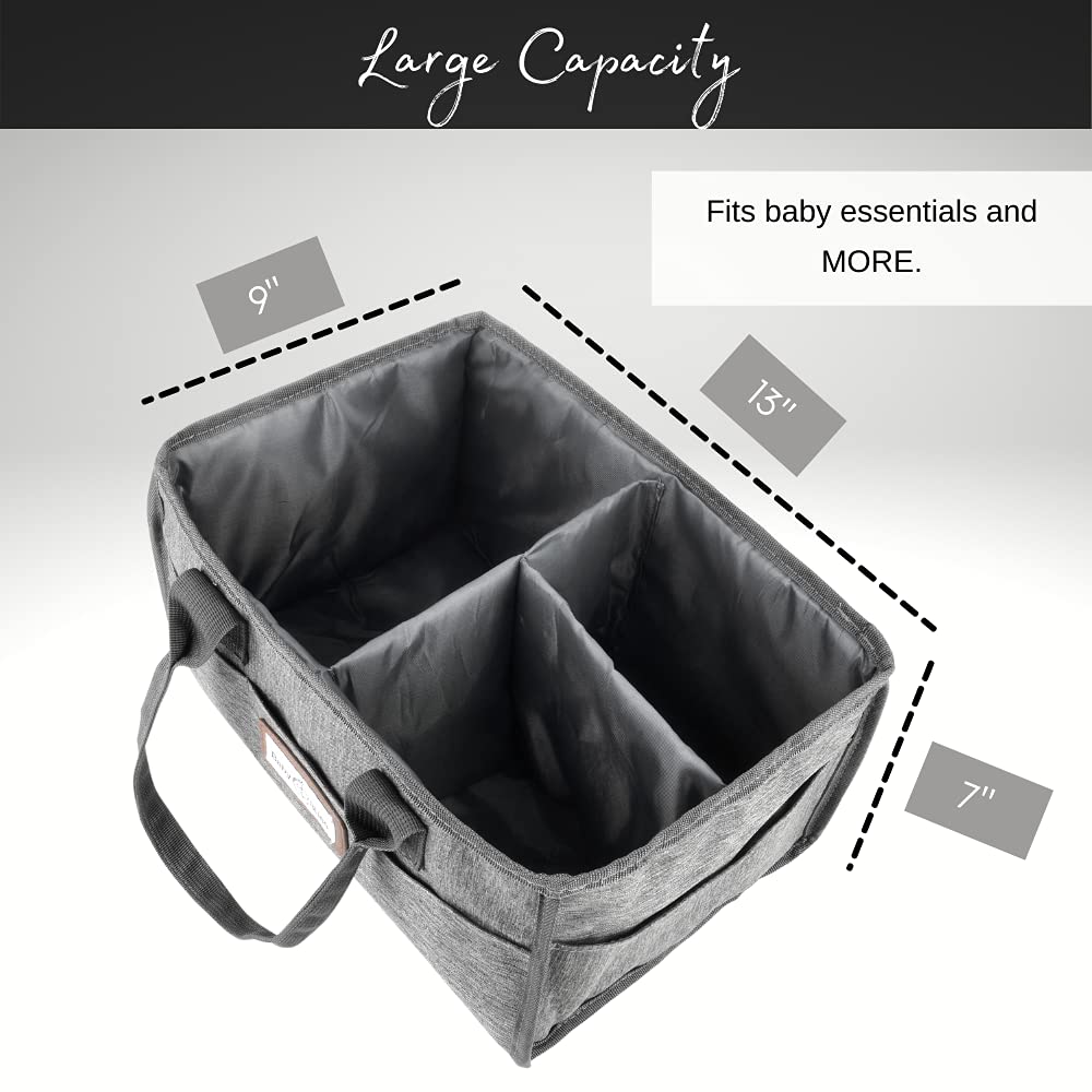 BabyBliss Diaper Caddy - Storage Bin for Nursery - Car Organizer for Diapers and Baby Essentials - Waterproof Storage Basket for Changing Table