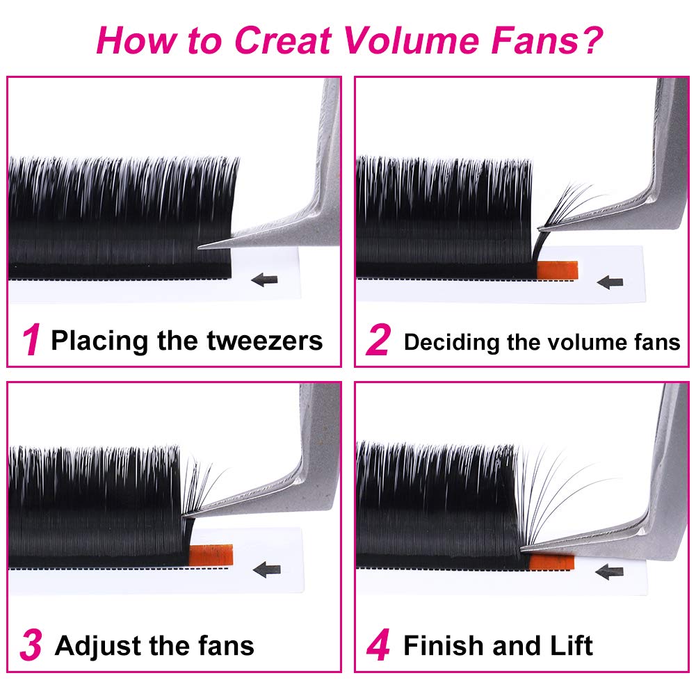 Volume Lash Extensions FADLASH Easy Fan 3D~10D D Curl Volume Fans 0.05 0.07mm Self Fanning Eyelash Extensions 8-20mm Length(0.05-D, 13mm)
