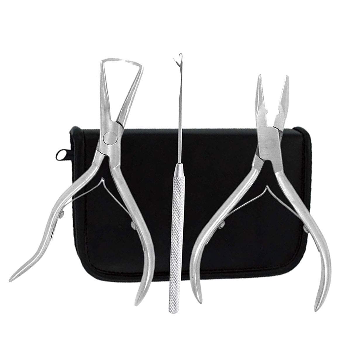 Clamp Pliers Needle 3pcs Tool Kit for Micro Ring Link Bead Human Hair Extensions