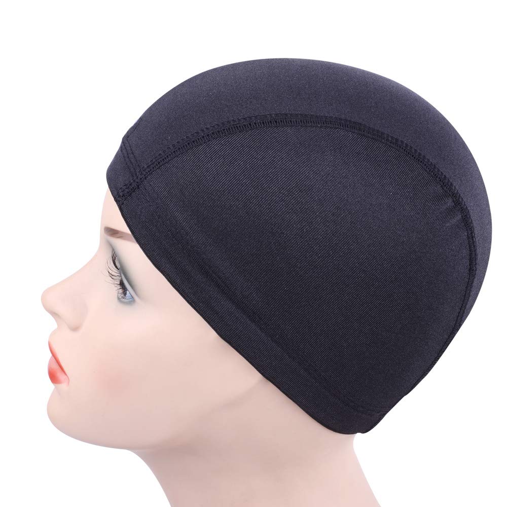 YANTAISIYU 5 Pcs/Lot Black Dome Cap Wig Caps Stretchy Wig Cap with Wide Elastic Band for Making Wig (Dome Cap S)