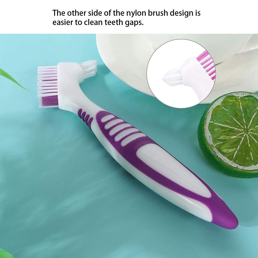 Denture Brush, 2pcs/set, Specially Designed to Thorough Cleaning Dentures & Bridges