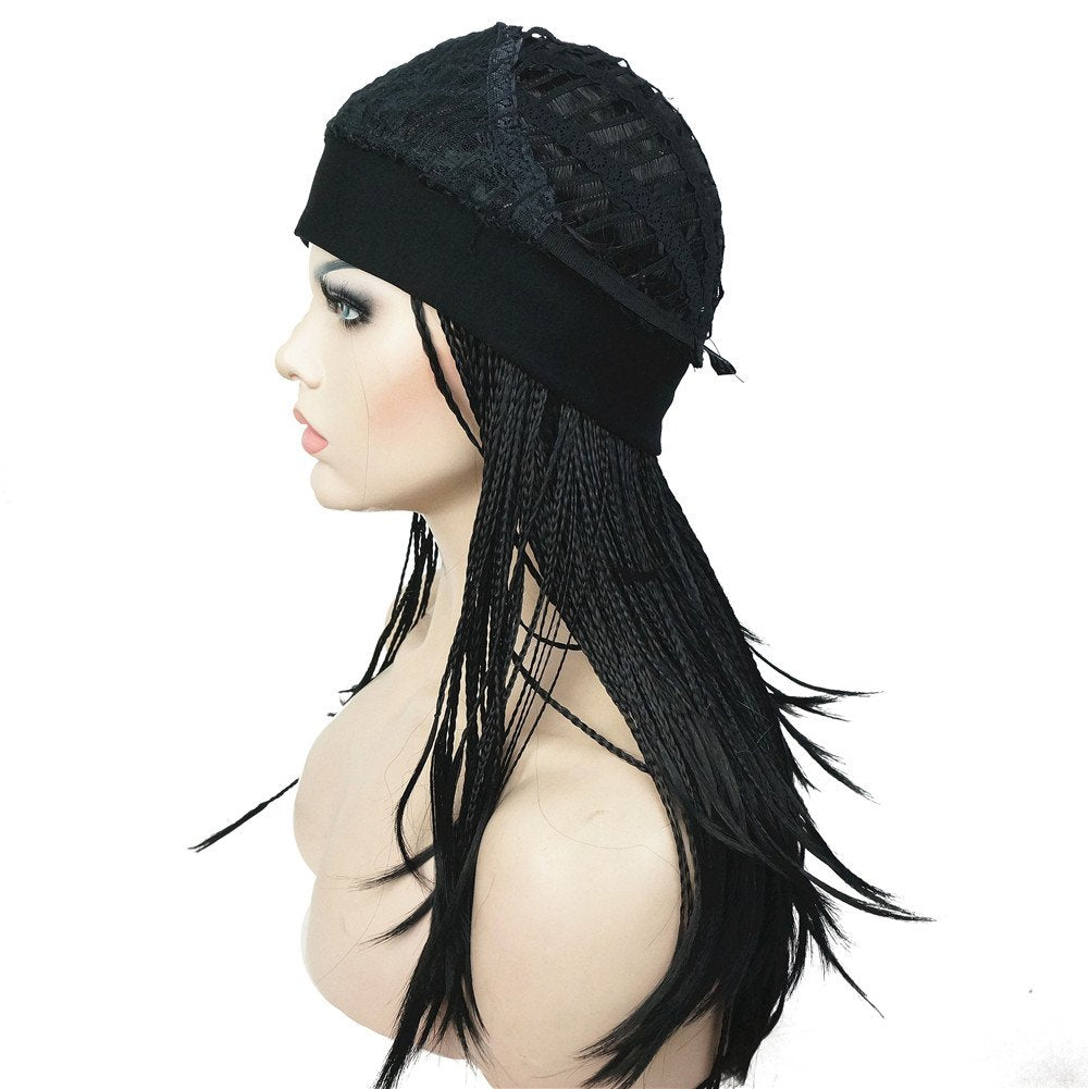 #1-Black: Aimole Long Braiding Crochet Hair Fully Hand Tied Twist Braided With Headband Half Wig(1-Black)