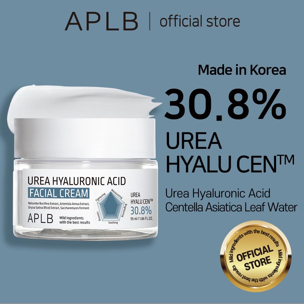 APLB Urea Hyaluronic Acid Facial Cream | UREA HYALU CEN™ 30.8% 1.86 FL.OZ/Korean Skincare, Deep hydration & Soothing, Dry skin, Wrinkle care, Revitalize for gentle and improve skin texture
