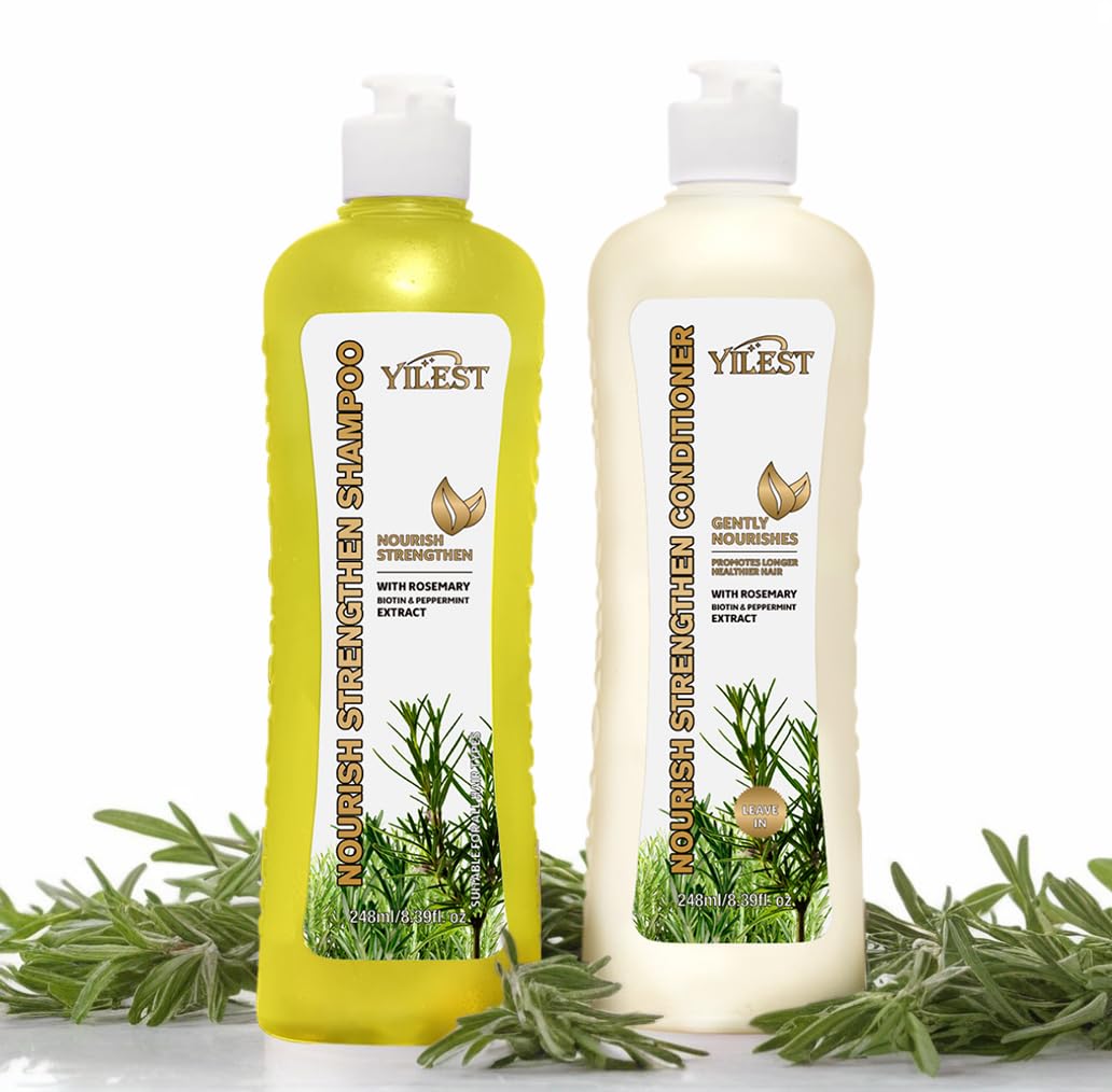 Rosemary Hair Growth Shampoo and Conditioner Set: Stronger, Thicker and Longer Hair for Men & Women - Rosemary Mint Strengthening Shampoo and Treatment Set for Thinning Hair and Hair Loss