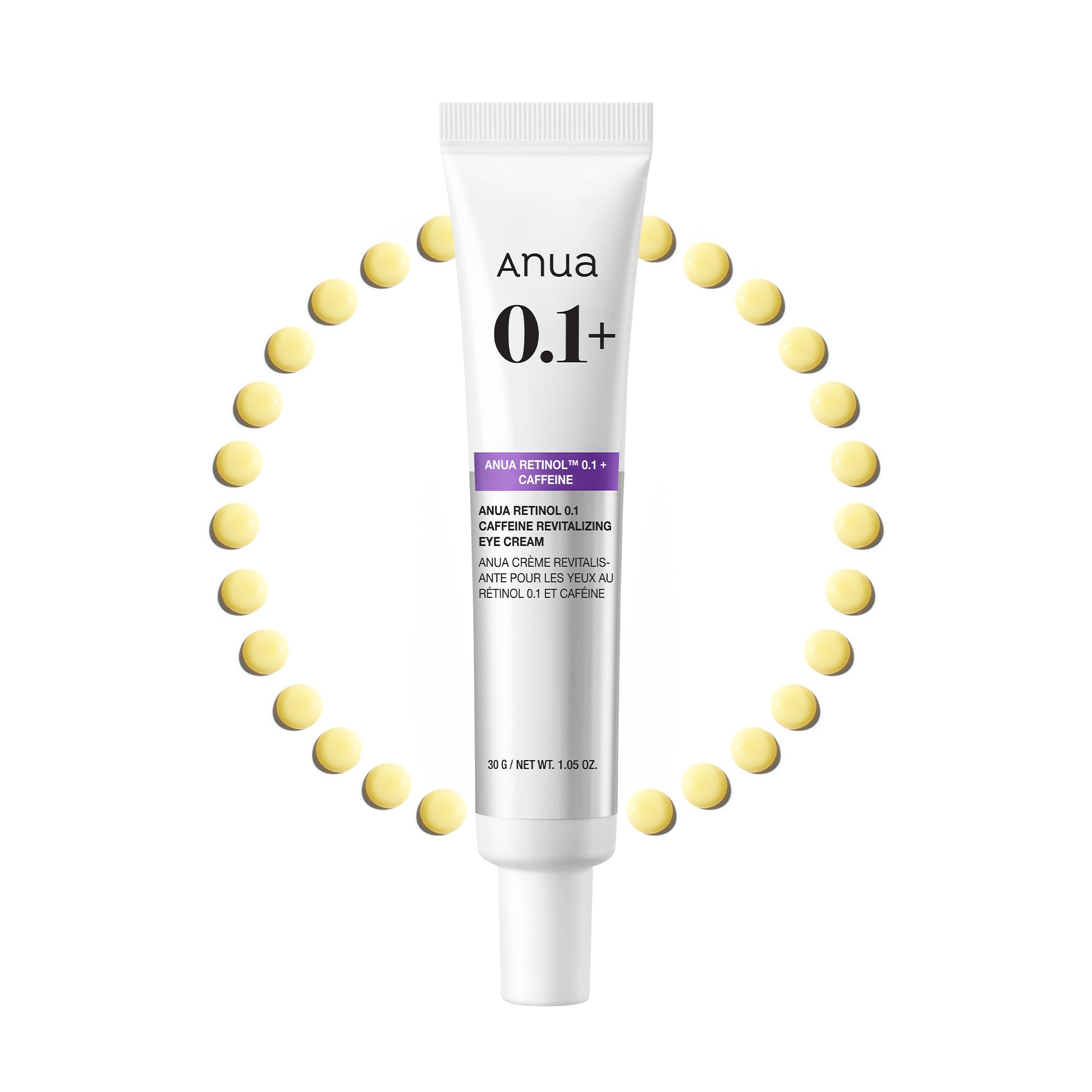 Anua Retinol 0.1 Caffeine Revitalizing Eye Cream, Under Eye Cream For Hydration, Glow Up Eye Contour, Niacinamide, Retinol For Face, Night Cream For Eye Care, Korean Skin Care (30g/1.05oz)