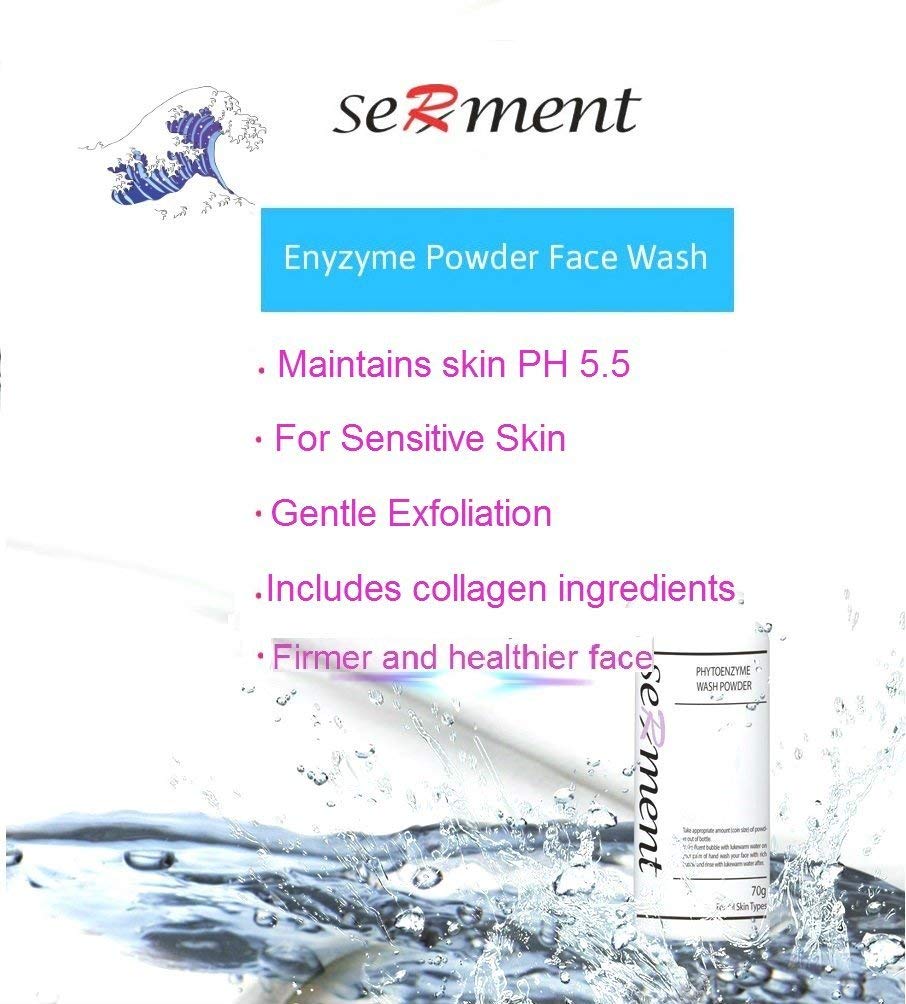 Korean Cosmetics Serment Phytoenzyme Acne Wash Powder , Rich Bubble Face Wash Exfoliation-Hypoallergenic cleanser with Vitamin E for Sensitive Skin, Prevent Acne stripping