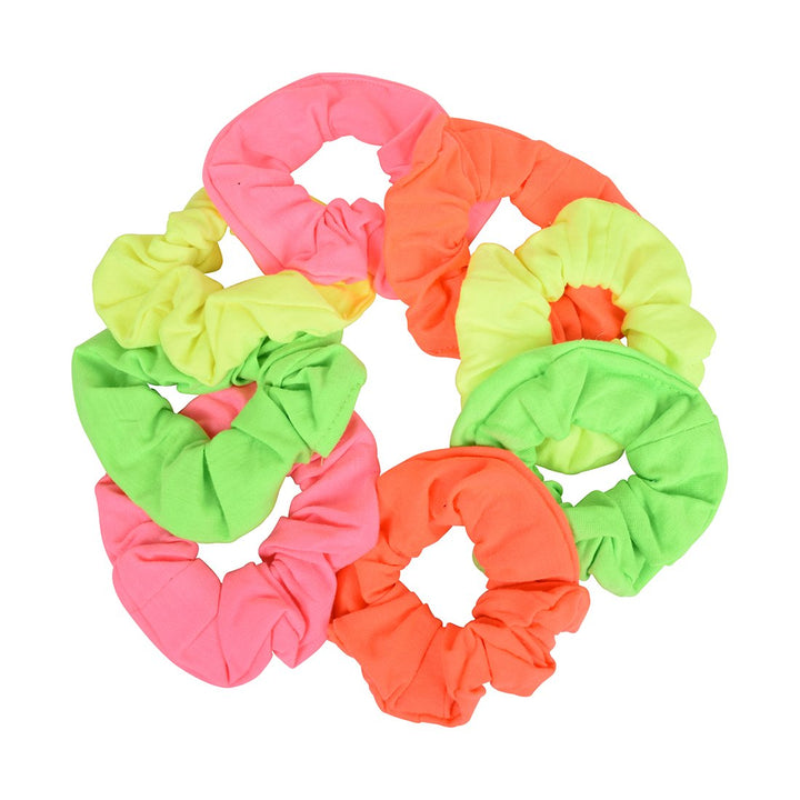 Set of 8 Neon Color Solid Scrunchies