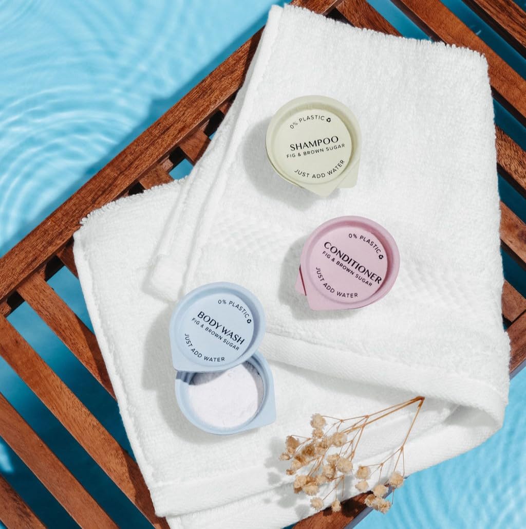 Hotel Emporium ECO POD Sustainable Powder-Based Amenities TSA Compliant | Shampoo, Conditioner, & Body Wash (Pack of 36)