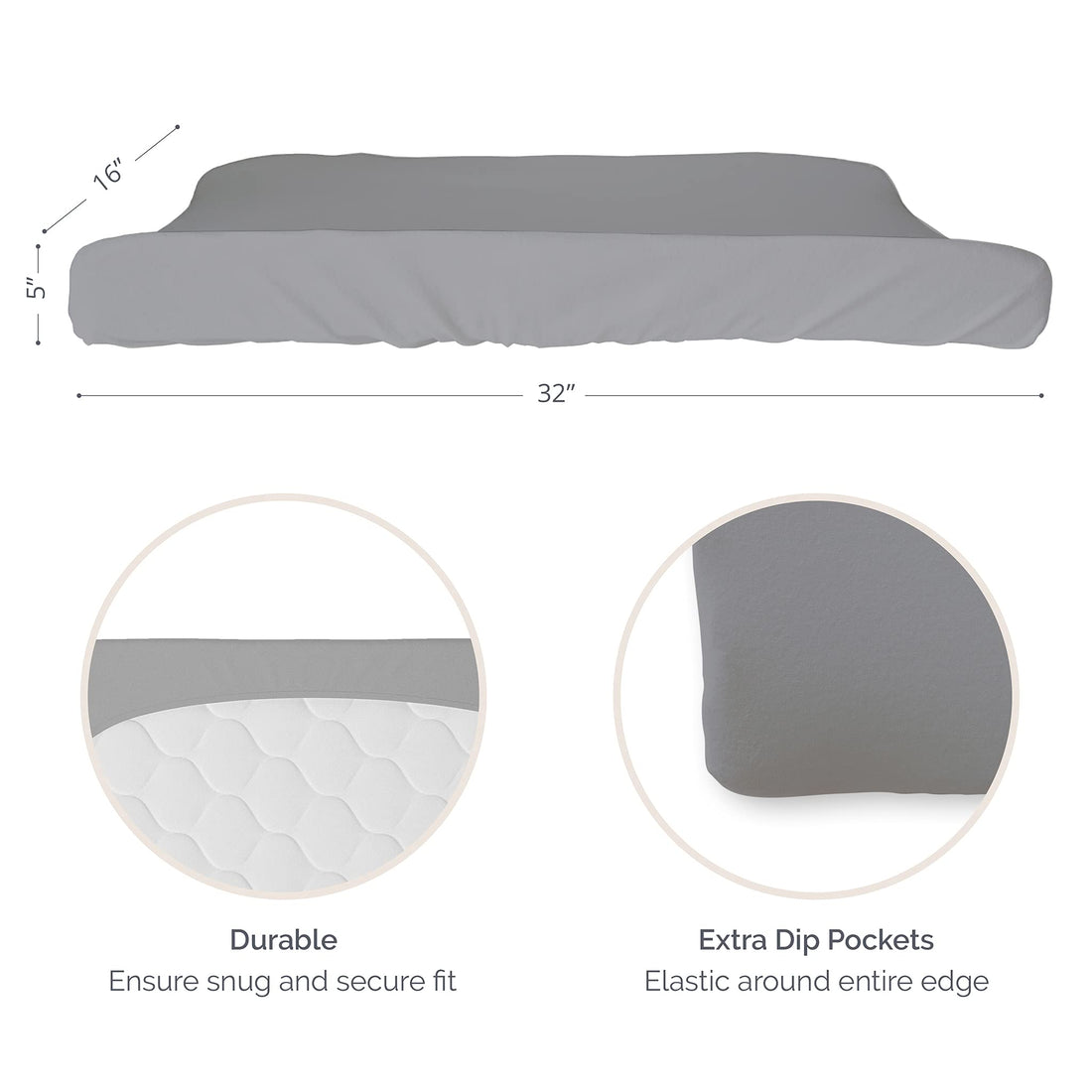 Natemia Organic Cotton Changing Pad Cover - 16x32 - Silky Soft & Hypoallergenic - Fits Cradle & Bassinet - Perfect Baby Shower Registry Gift