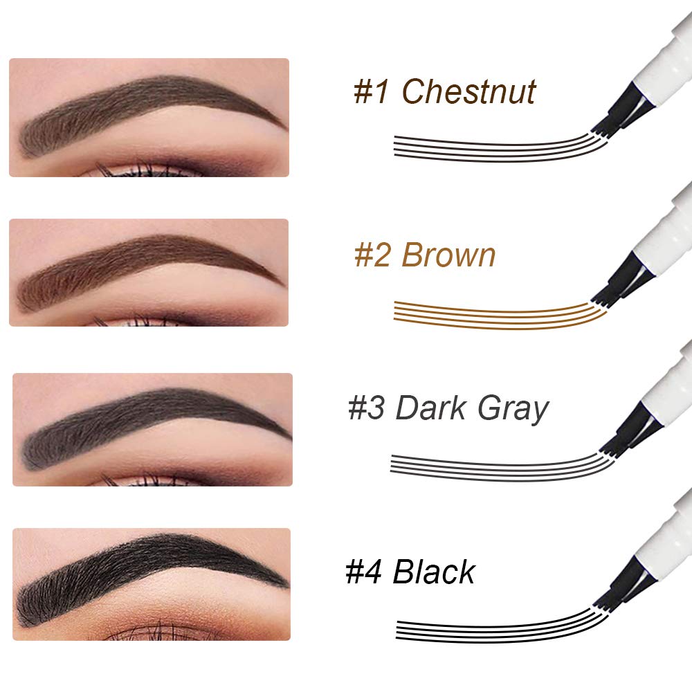 Eyebrow Tattoo Pen, Microblading Eyebrow Pencil, with a Micro-Fork Tip Applicator, Create Natural Looking Eyebrows, Easy to Use and Stays All Day (Chestnut)