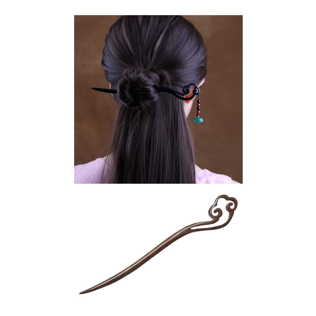 Lawie 7 Pack Handmade Chinese Japanese Black Wood Hair Pins Picks Wooden Carved Long Fork Pen Hairpins Sticks Clips Barrettes for Hair Bun