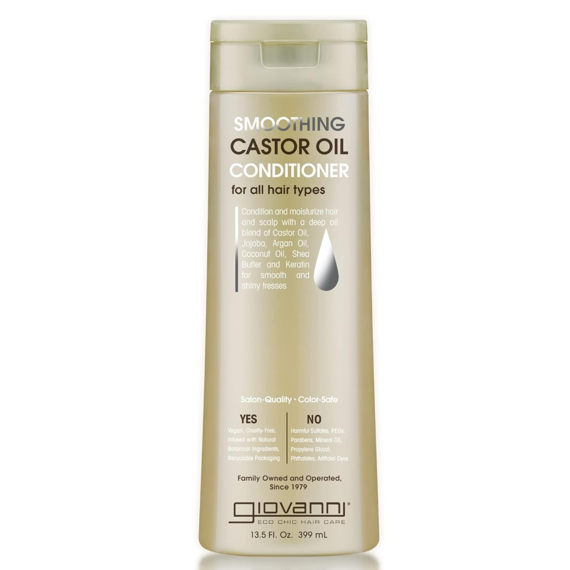 Giovanni Smoothing Castor Oil Conditioner - All Hair Types, Moisturize Hair & Scalp, Hydrate & Tame Frizz, Jojoba, Argan Oil, Coconut Oil, Shea Butter, Keratin - 13.5 oz