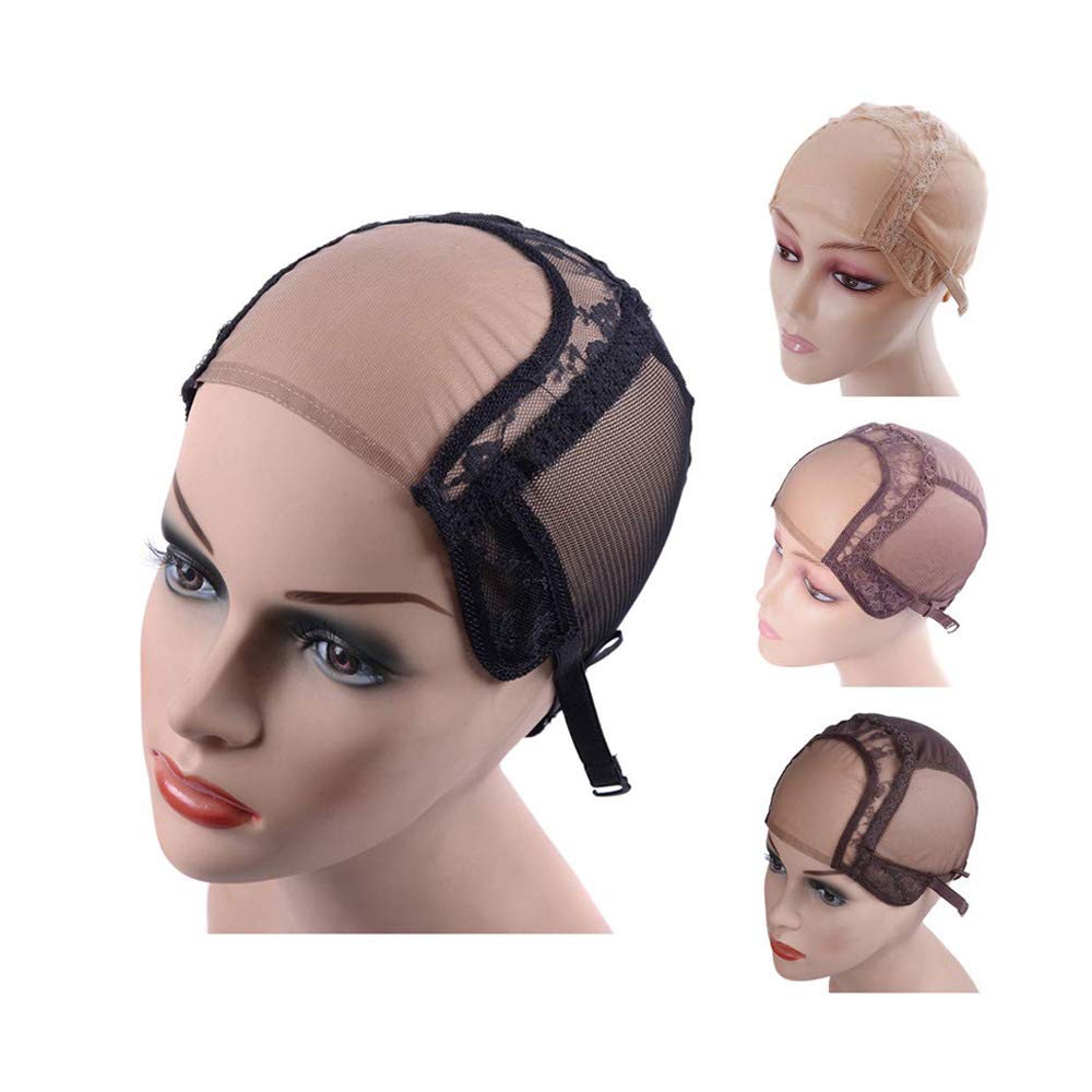 yantaisiyu S, Black: 44 U Part Wig Caps With Lace Net For Making Wigs With Adjustable Straps Mesh Wig Cap(Black S)