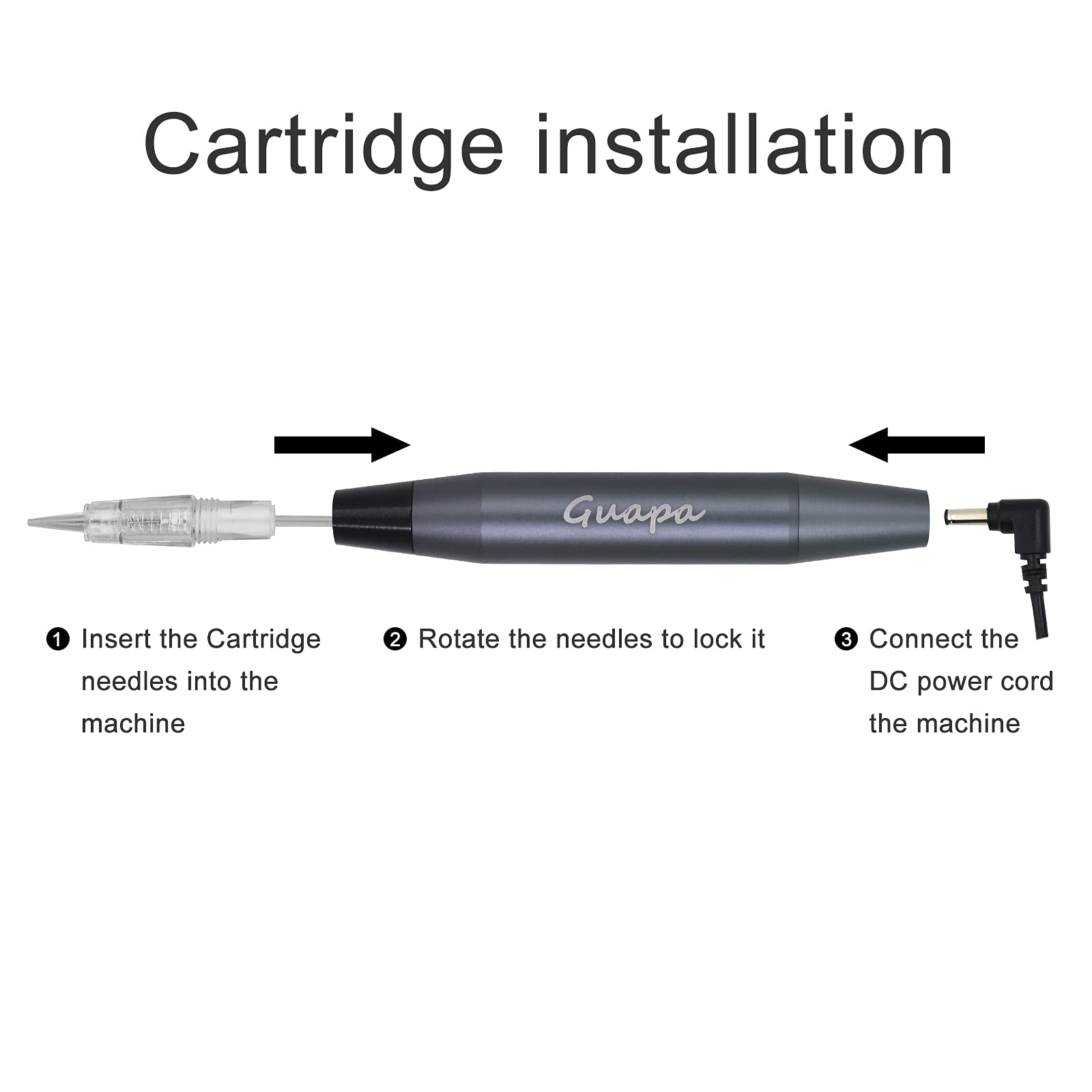 Guapa Microblading Tattoo Machine Electric MST Permanent Makeup Machine Tattoo Gun Device with 50pcs Cartridge Needles for Eyebrow Eyeliner Lip Body Art Beauty (Machine Gray+50pcs Needles)