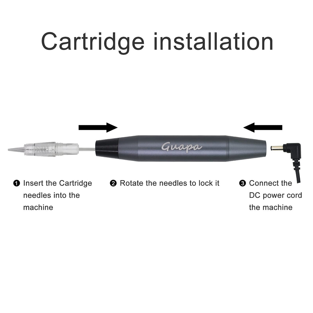 Guapa Microblading Tattoo Machine Electric MST Permanent Makeup Machine Tattoo Gun Device with 50pcs Cartridge Needles for Eyebrow Eyeliner Lip Body Art Beauty (Machine Gray+50pcs Needles)