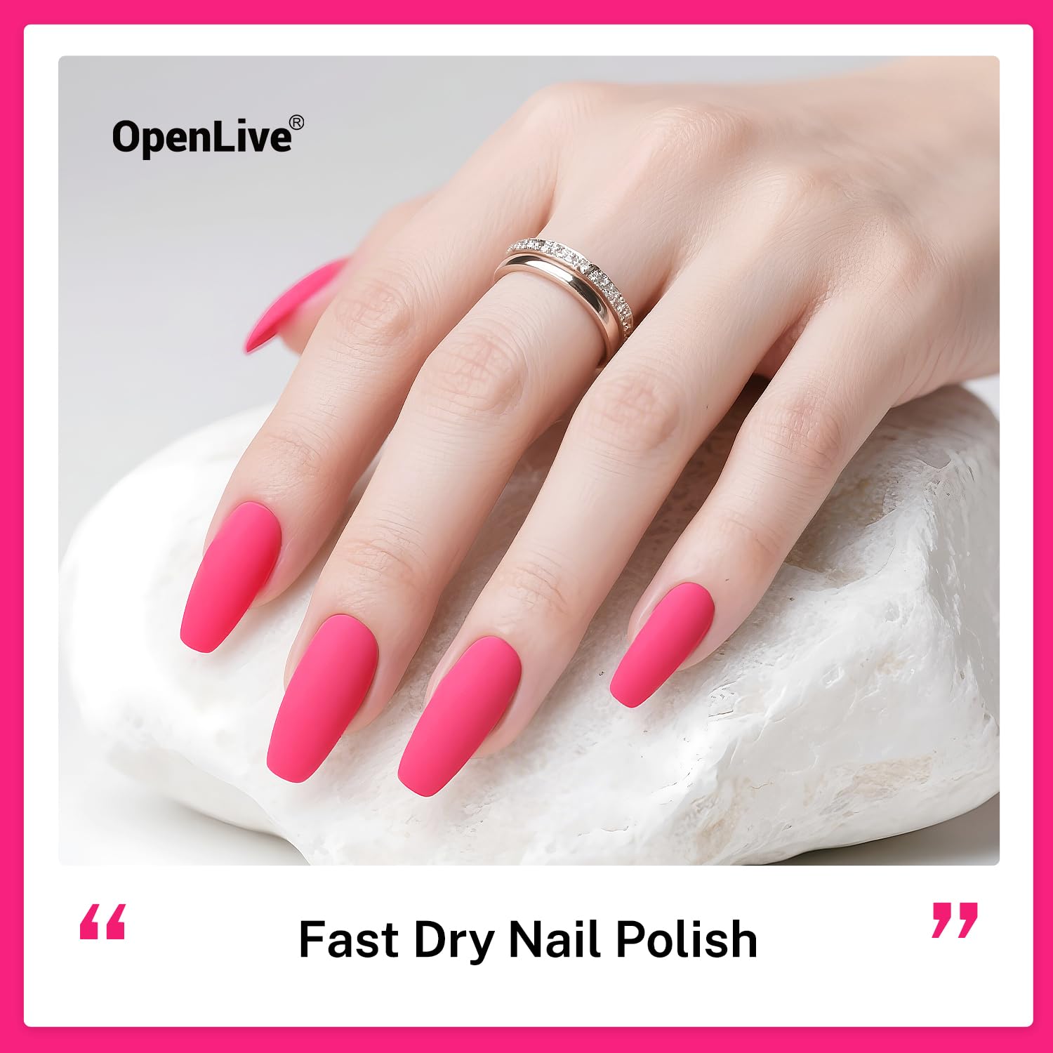 OpenLive 16.5ml Rose Pink Nail Polish Large Volume Quick Dry Nail Polish, Long Lasting Shine, Fingernail Toenail Nail Art DIY Home Travel Nail Art Gift