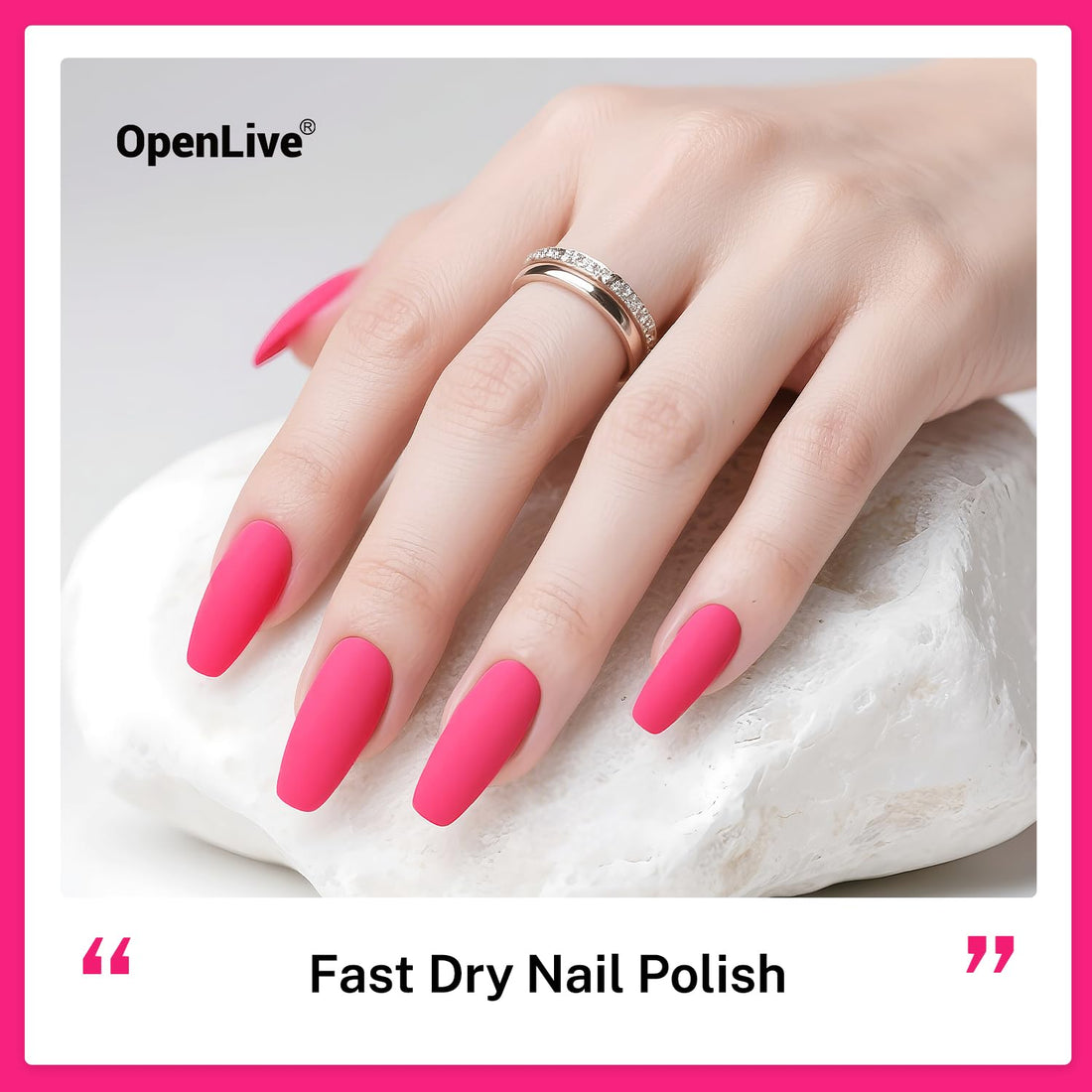 OpenLive 16.5ml Rose Pink Nail Polish Large Volume Quick Dry Nail Polish, Long Lasting Shine, Fingernail Toenail Nail Art DIY Home Travel Nail Art Gift