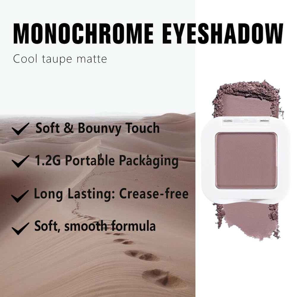 evpct Taupe Matte Single Mini Pressed Eyeshadow Makeup Palette, Brown Mauve Plum Purple Matte Naturals Monochrome Cream Eye shadows Palette Makeup for Older Women Pigmented Waterproof Sombra Para Ojos