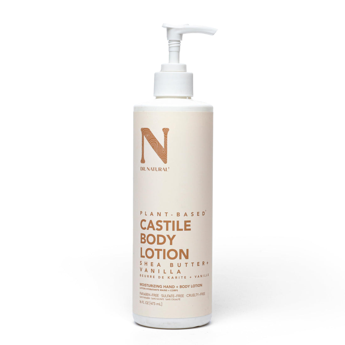 Dr. Natural Castile Body Lotion, Shea Butter, 16 oz - Plant-Based - Paraben-Free, Sulfate-Free, Cruelty-Free - Made with Organic Shea Butter - Non-Greasy - Body Lotion for Dry Skin