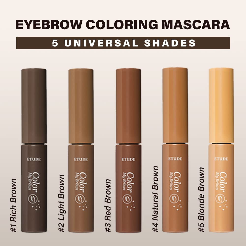 ETUDE Color My Brows 4.5g #2 Light Brown | Eyes Makeup | Eyebrow Mascara, Quickly Fixing Natural Eyebrow Makeup with Care Effect | Kbeauty